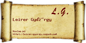 Leirer György névjegykártya